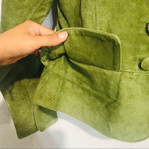 ⭐️🌟Hannah Green Leather Peplum Jacket Sz S - Picture 5 of 11